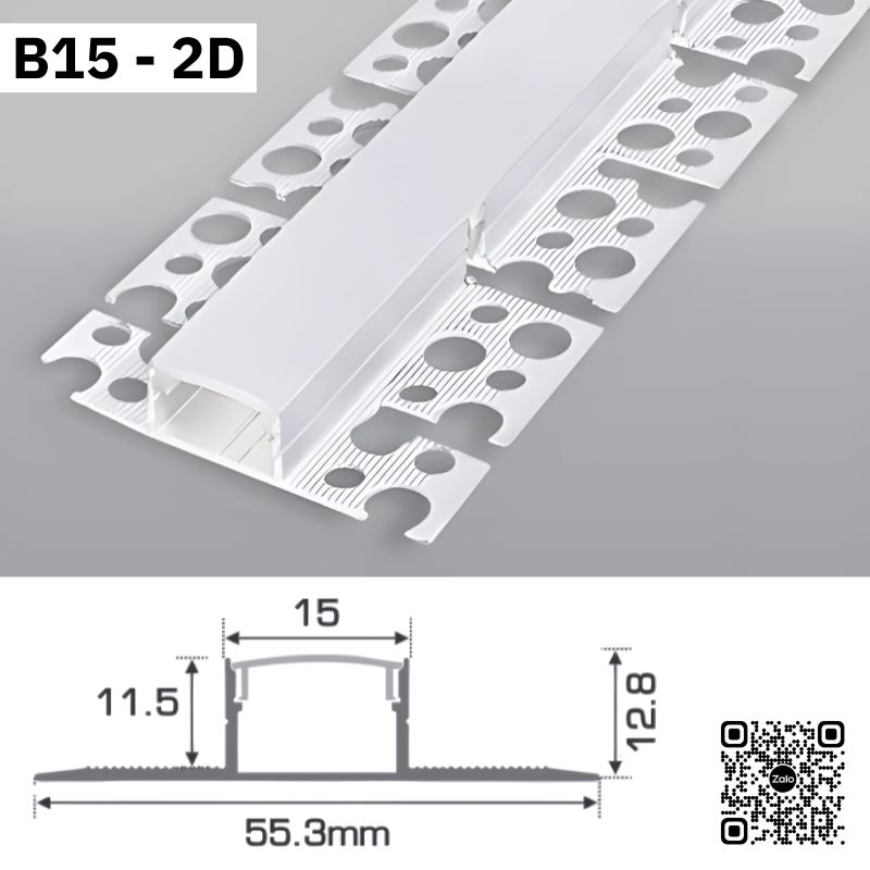 Thanh Nhôm Giấu Viền Uốn Cong Dài 1m5 | B15-2D